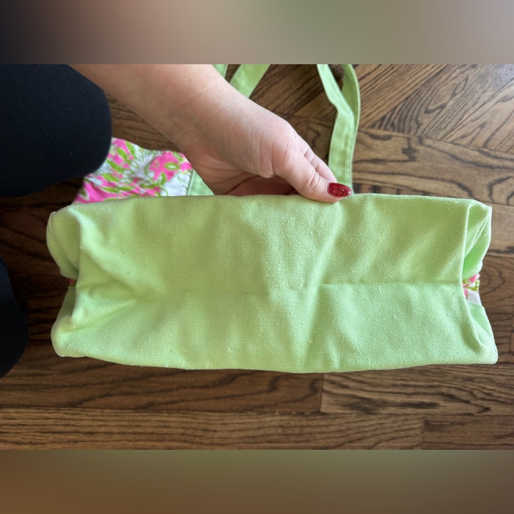 Lilly Pulitzer Canvas Tote Bag Monkeys Pink Green Animal Tropical Print Medium - Picture 4 of 8